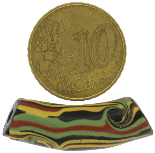 Rare Fancy Trail Decorated Elbow Antique Venetian Wound Glass Trade Bead - alternate view