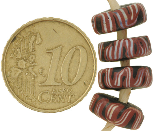 Rare Old Fancy Venetian Lampwork Beads With Trail Decoration, 11Mm - alternate view