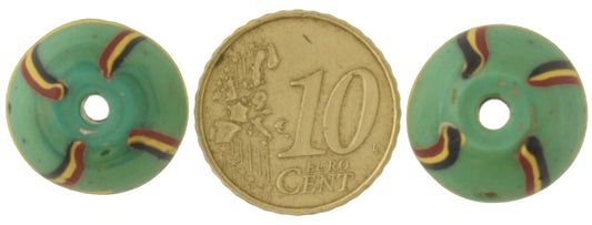 Antique Green Bicone "King" Venetian Lampwork Glass Trade Beads - 17X14Mm - alternate view