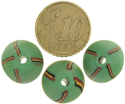 Antique Green Bicone "King" Venetian Lampwork Glass Trade Beads - alternate view