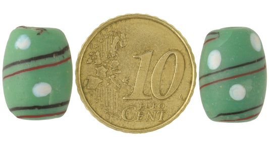 Rare Antique Green "Eye" Venetian Lampwork Glass Trade Beads 15X11Mm - alternate view