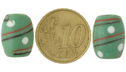 Rare Green "Eye" Fancy Antique Venetian Lampwork Glass Trade Beads - alternate view