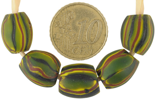 Antique Oval Millefiori Mosaic Glass Beads, Venetian Trade Beads - alternate view