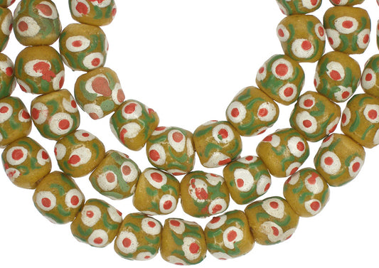 New African Fancy Powder Glass Beads - 11-12Mm Krobo Trade Beads - alternate view