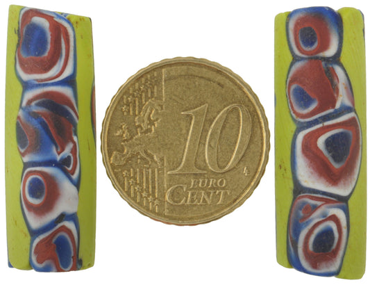 Antique Large Millefiori Venetian Mosaic Trade Beads Pair - alternate view