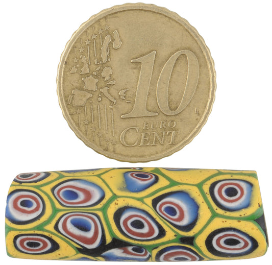 Antique Large Millefiori Venetian Mosaic Glass Trade Bead, African Trade - angled shot