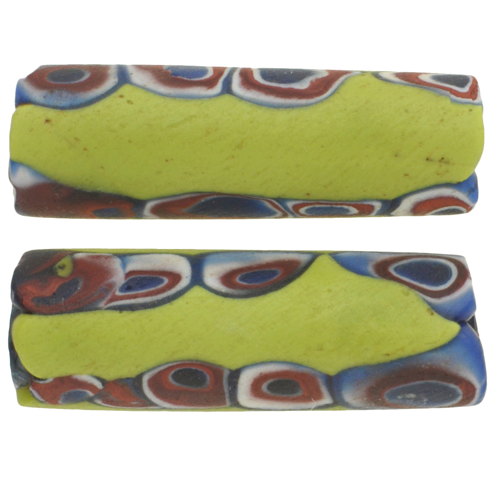 Antique Large Venetian Millefiori Mosaic Trade Beads, 31Mm Pair
