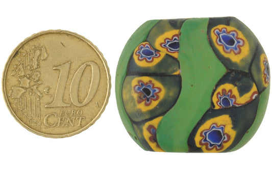 Antique Tabular Millefiori Venetian Mosaic Glass Trade Bead - Rare African Trade Bead - alternate view