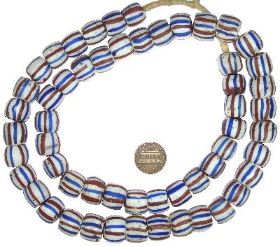 Antique Venetian Lampwork Glass Trade Beads, Compound “American Flag” Beads, 27.5" - alternate view