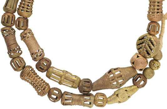Handmade African Brass Beads From Ghana - 26.5" Strand, Lost Wax Technique - alternate view