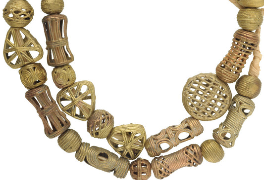 Unique African Brass Beads Handmade In Ghana - 26.5" Strand - alternate view