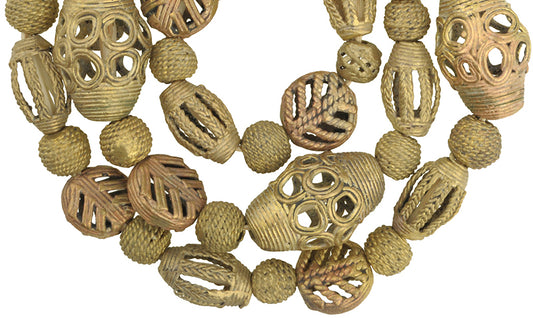 Authentic African Brass Beads Handmade In Ghana - 27.5" Strand - alternate view