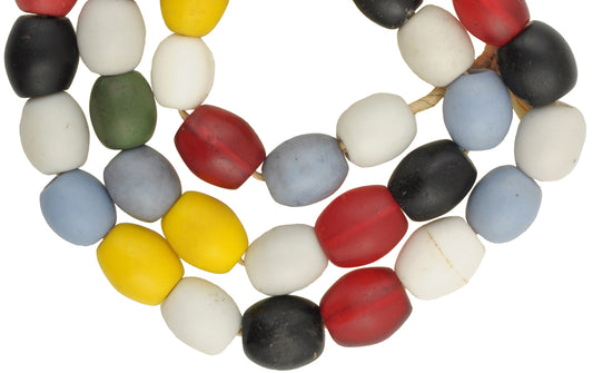 Large Vintage Oval Czech Glass Trade Beads - African Trade - alternate view