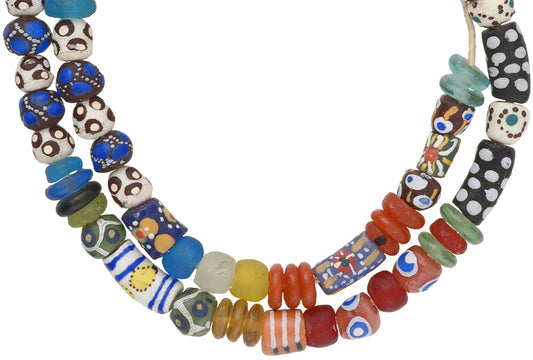 Colorful Recycled Krobo Glass African Trade Beads Strand 67Cm - alternate view