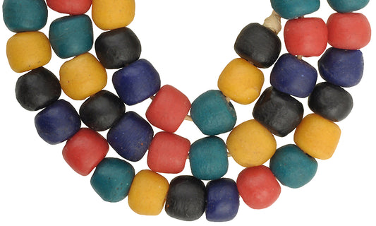 African Trade Beads: Krobo Recycled Glass Fancy Beads Strand - alternate view
