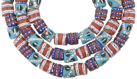 New African Trade Beads - Fancy Powder Glass Beads, 10-12Mm - alternate view