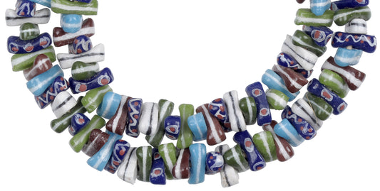 African Trade Beads - Fancy Krobo Powder Glass Spacers 18Mm - alternate view