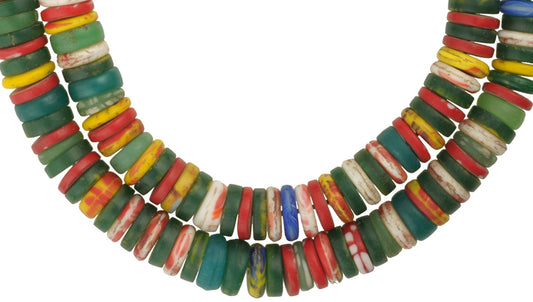 Large Vintage Bohemian Molded Glass Trade Beads - African Tribal History - alternate view