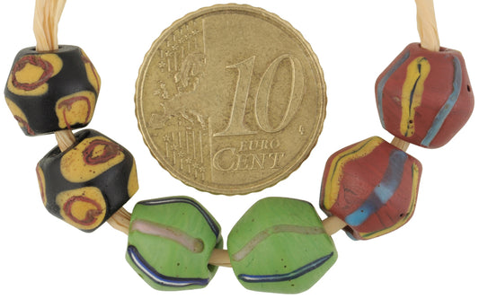 Antique King Venetian Wound Glass Beads With Trail Decoration - African Trade Beads - alternate view