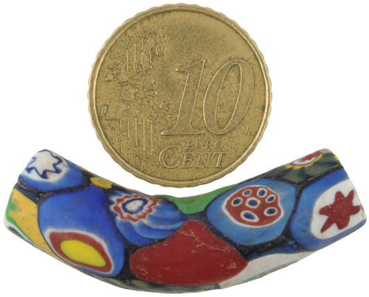 Rare Large Old Multimurrine Elbow Millefiori Venetian Mosaic Bead - alternate view