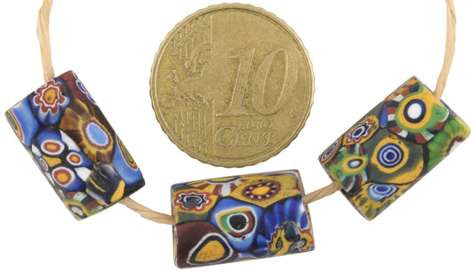 Antique Multimurrine Millefiori African Trade Beads, 16-17Mm - alternate view