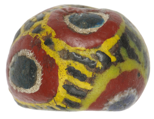 Rare Large Old Round Polychrome Kiffa Glass Bead Mauritania - alternate view