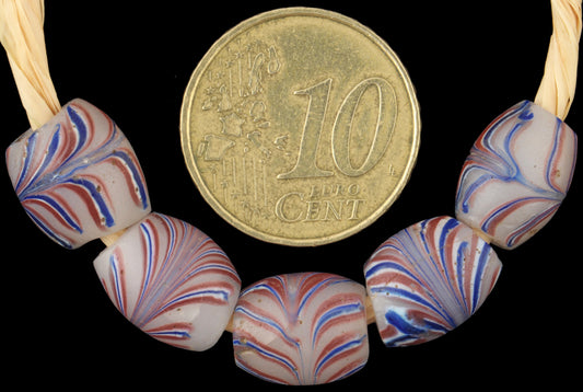 Antique Oval Feather Venetian Lampwork Glass Trade Beads (Late 1800S) - alternate view