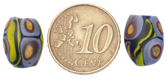 Antique Oval Millefiori Mosaic Glass Trade Beads, African Trade Beads, 14X11 Mm - alternate view