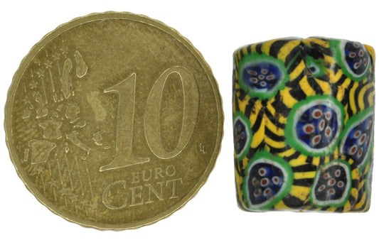 Rare Antique Venetian "Peacock" Millefiori Mosaic Glass Trade Bead - 15X12Mm - alternate view