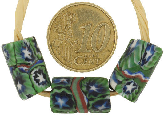 Rare Antique Banded Venetian Millefiori Mosaic African Trade Beads, 15-16Mm - alternate view