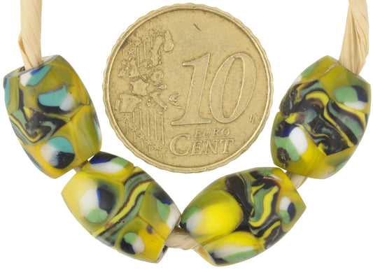 Rare Banded Oval Antique Venetian Millefiori Mosaic Trade Beads - 13Mm - alternate view