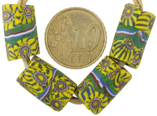 Rare Antique Banded Millefiori Venetian Glass Trade Beads - 16-17Mm - alternate view