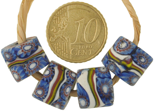 Antique Banded Venetian Millefiori Mosaic Glass Trade Beads, 12Mm - alternate view