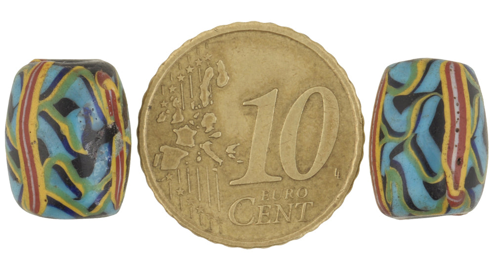 Rare Antique Fancy Venetian Lampwork Glass Trade Beads Pair - alternate view