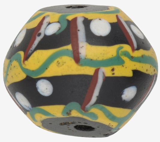 Rare Large Black Bicone "King" Antique Venetian Wound Glass Trade Bead - alternate view