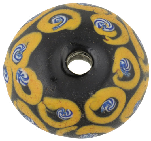 Rare Antique Black Bicone Venetian Glass Trade Bead, 22X17Mm - alternate view