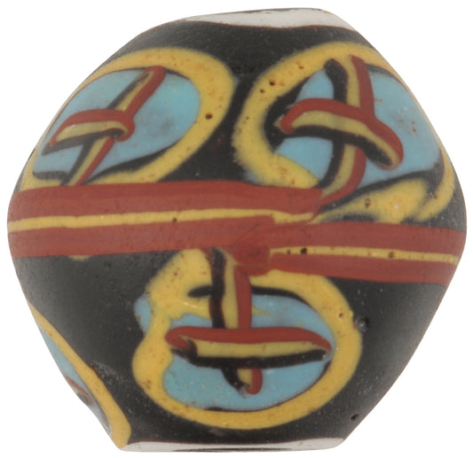 Rare Antique Black Bicone "King" Venetian Lampwork Glass Trade Bead - alternate view