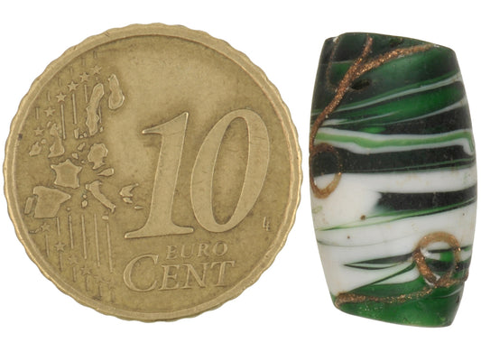 Rare Antique Floral Venetian Glass Trade Bead With Aventurine Trail - alternate view