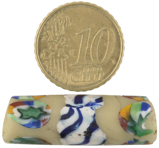 Rare Antique Banded Millefiori Venetian Mosaic Trade Bead 33X10Mm - alternate view