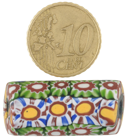 Rare Antique Venetian Millefiori Mosaic Glass Trade Bead, 31X14Mm - alternate view