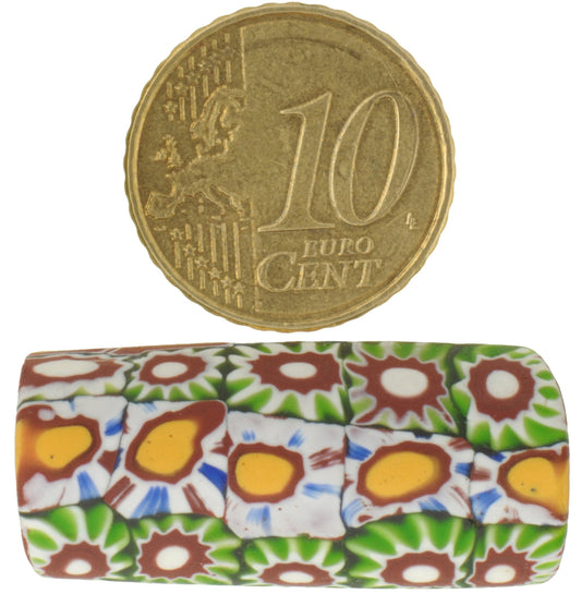 Rare Antique Large Millefiori Venetian Mosaic Glass Trade Bead, 32X14Mm - alternate view