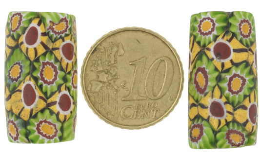 Antique Large Venetian Millefiori Mosaic Trade Beads - Rare Matching Pair - alternate view