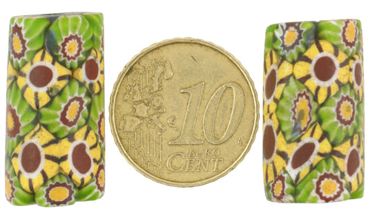 Rare Large Antique Millefiori Venetian Mosaic Glass Trade Beads, 1800S - alternate view