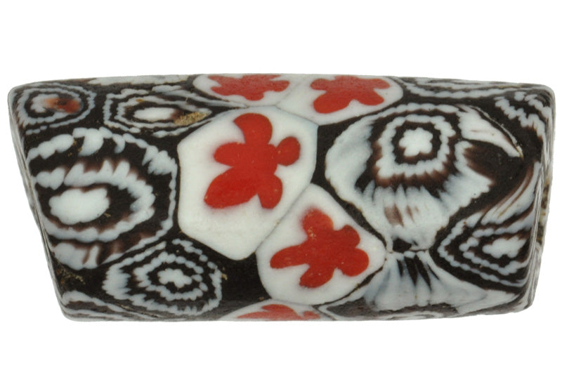 Rare Antique Venetian Millefiori Mosaic Glass Trade Bead, 24X11Mm, African Trade - close-up