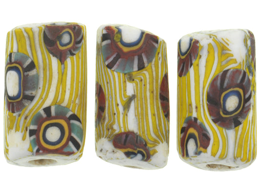 Rare Antique Venetian Millefiori Mosaic Glass Trade Beads - African Trade Beads - zoomed-in detail