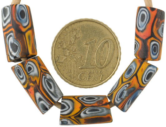 Beautiful Antique Venetian Millefiori Mosaic Glass Trade Beads - 14-15Mm - alternate view