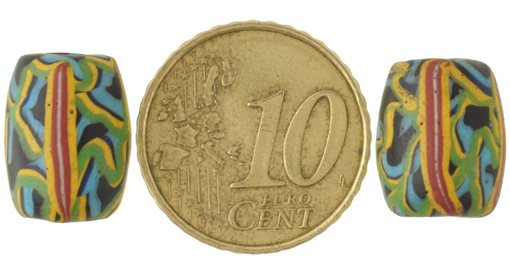 Rare Antique Venetian Lampwork Trade Beads - Fancy Wound Glass Beads - close-up