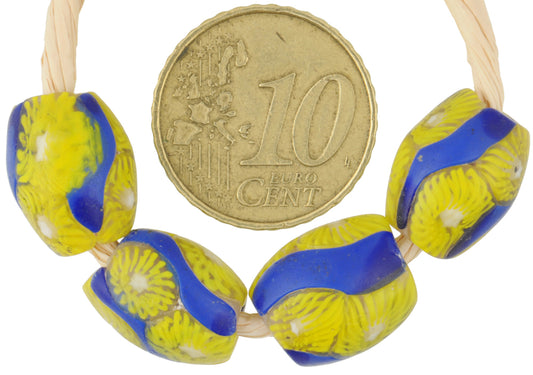 Antique Oval Millefiori Mosaic Glass Trade Beads - African Trade Beads - alternate view