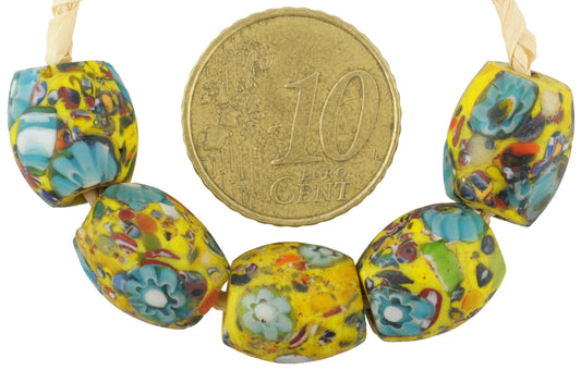 Antique Oval Millefiori Venetian Mosaic Glass Trade Beads 12-13Mm - alternate view