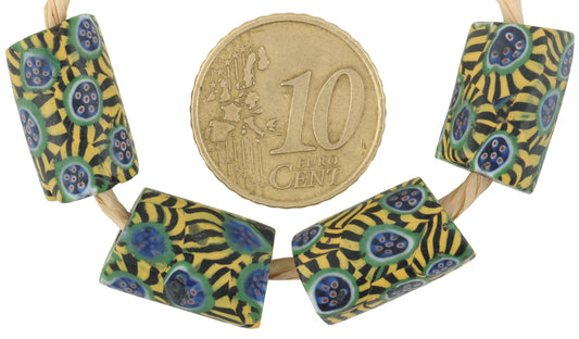 Rare Antique Peacock Venetian Millefiori Glass Trade Beads, 16Mm - alternate view